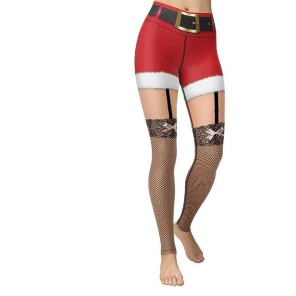 Fierce Pulse CALL ME SANTA CHRISTMAS YOGA LEGGINGS Size Medium - Picture 1 of 11